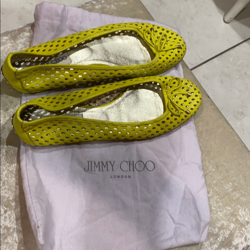 Jimmy Choo neon yellow flats